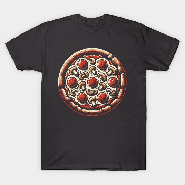 Pepperoni & Mushroom Pizza Pie T-Shirt by JSnipe